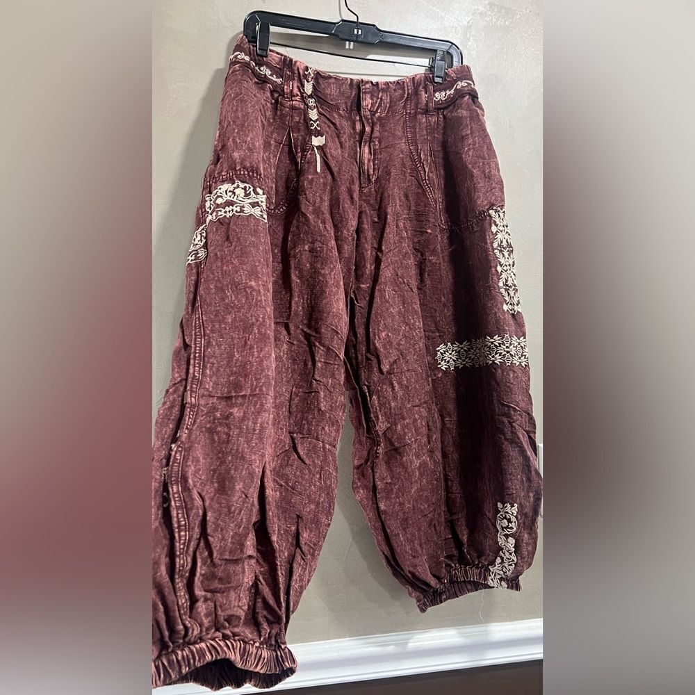Anthropologie Embroidered Parachute Pants - Picture 8 of 9